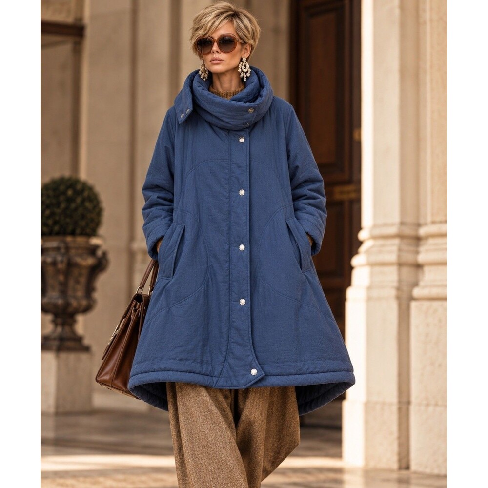 One-of-a-Kind Sculptural Cocoon Coat Jacket Lagenlook Blue Avant Garde Padded